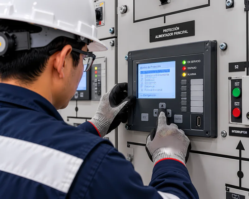 Relé de protección en celda eléctrica ajustado en un estudio de coordinación de protecciones