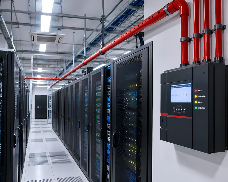 Tubería de detección por aspiración sobre racks de servidores en un data center