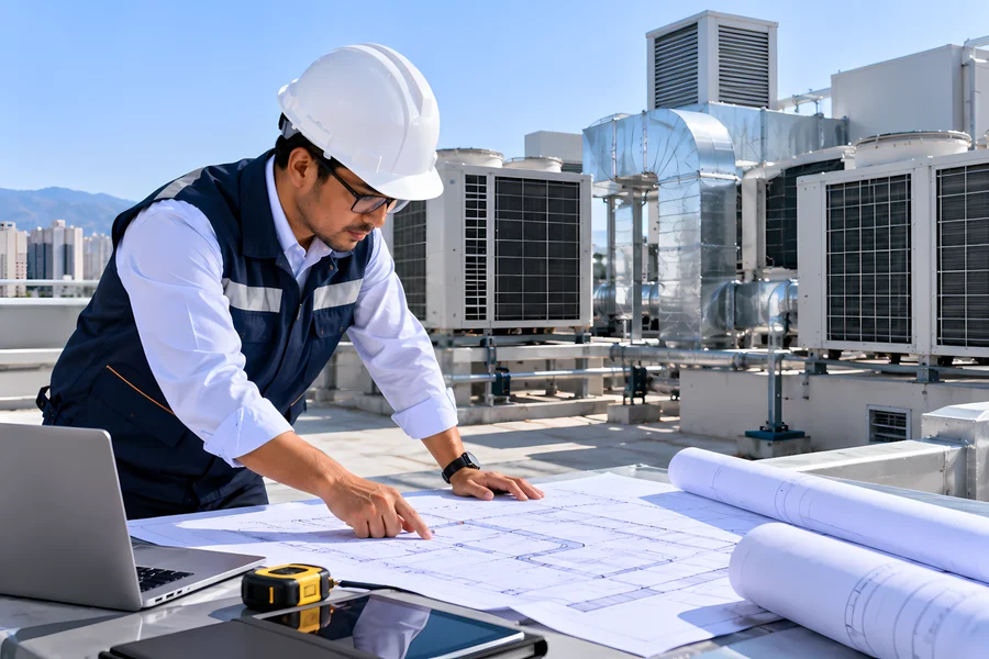 planos del diseño de sistemas HVAC para una empresa