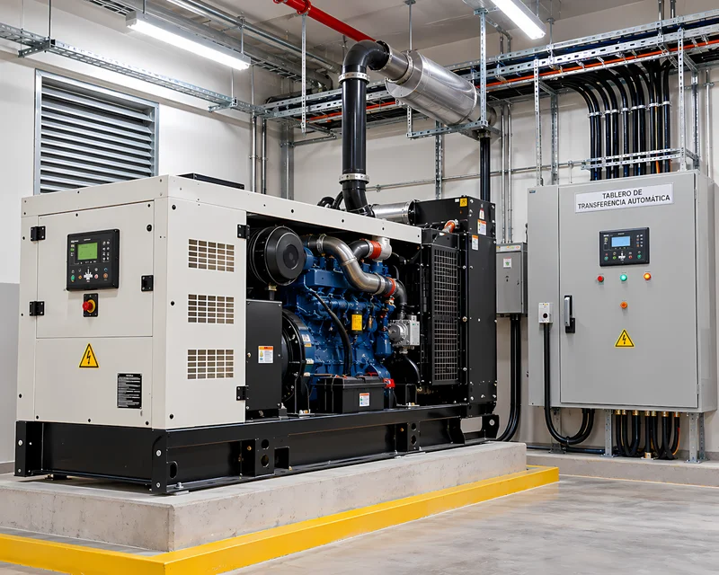 Grupo electrógeno industrial con tablero de transferencia automática