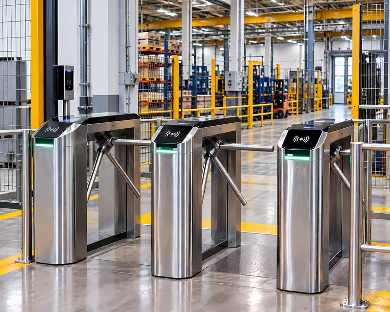 Torniquetes de control de acceso en el ingreso de personal de una planta industrial