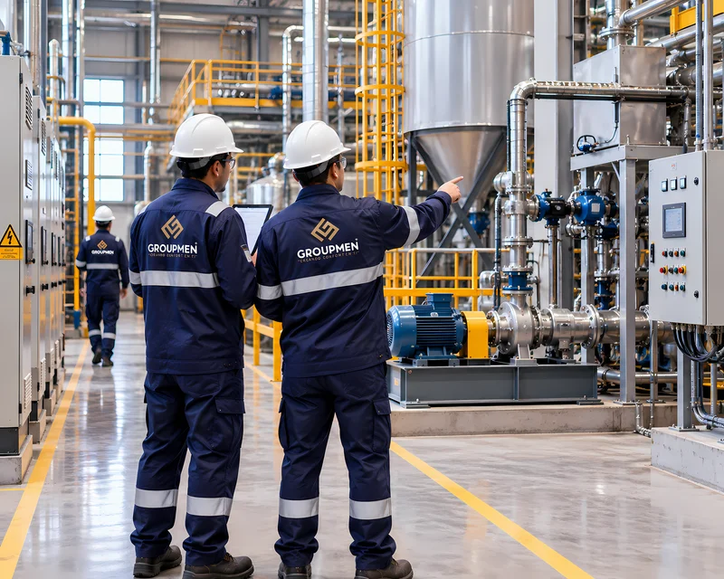 Planta industrial con maquinaria protegida por sistema de puesta a tierra