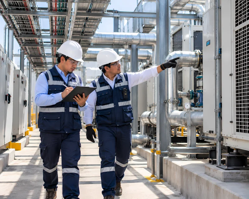 Equipo técnico de Groupmen recorriendo una planta durante la inspección de instalaciones