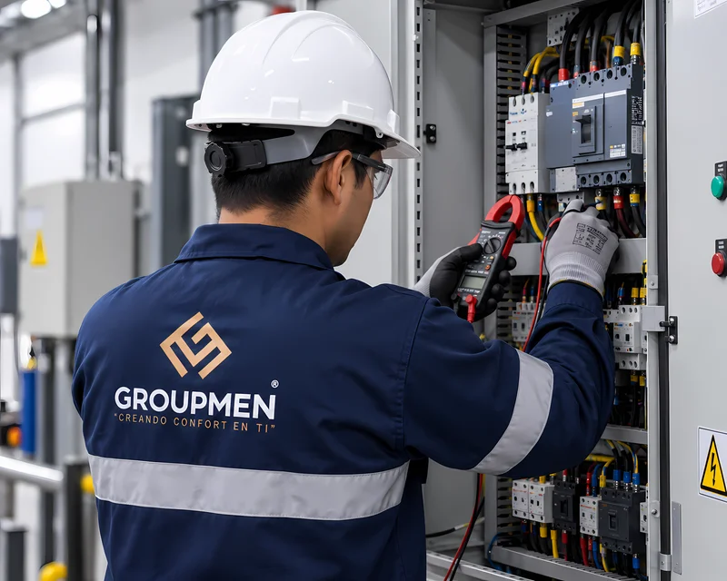 Técnico realizando inspección programada en tablero eléctrico como parte del mantenimiento preventivo