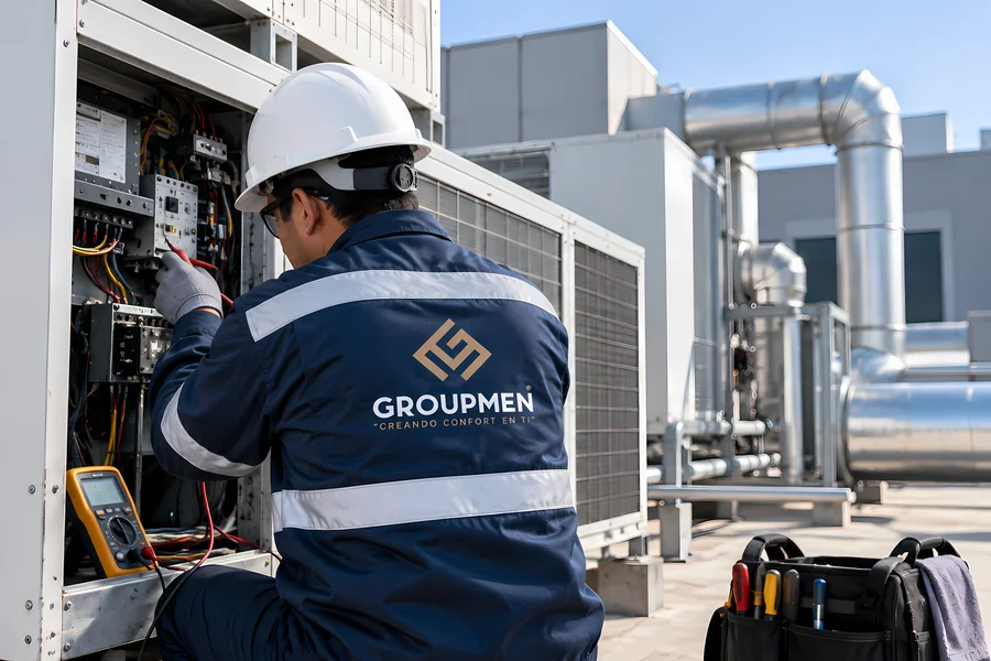 Servicios de mantenimiento de aire acondicionado industrial en planta