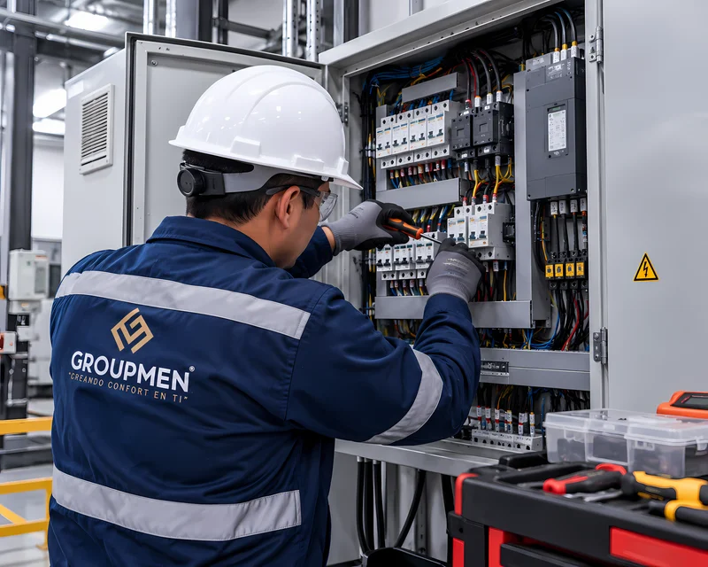 Técnico ejecutando reparación correctiva en tablero eléctrico