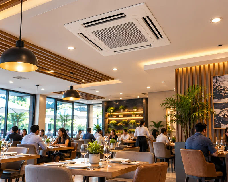 Equipo cassette en salón de restaurante