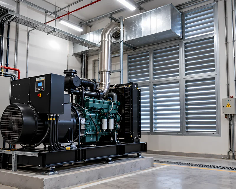 Rejillas de ventilación en la sala de grupo electrógeno de una empresa