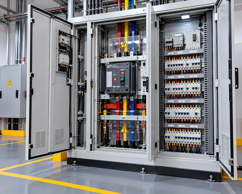 Tablero general autosoportado en la sala eléctrica de una sede industrial