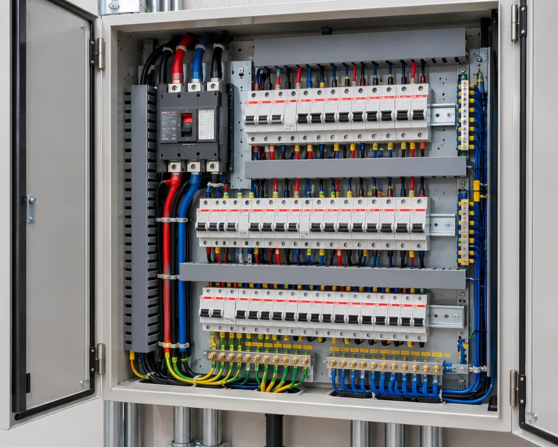 Tablero eléctrico de distribución con interruptores para una empresa
